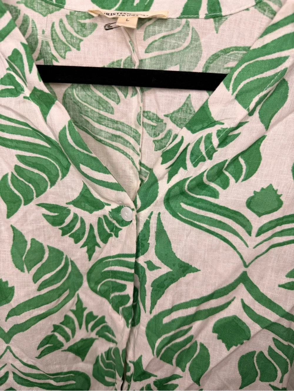 Christian Siriano White Blouse with Green Floral Print - Picture 2 of 4